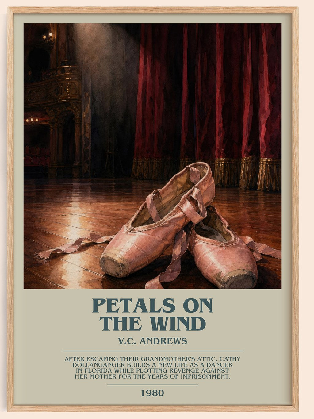 Petals on the Wind bookish book poster by V.C. Andrews – framed literary art print