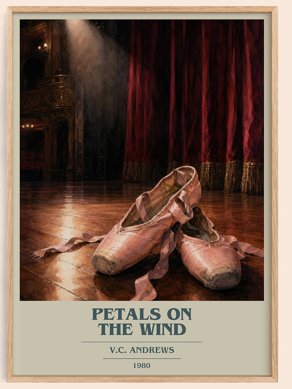 Petals on the Wind book cover book poster by V.C. Andrews – framed literary art print