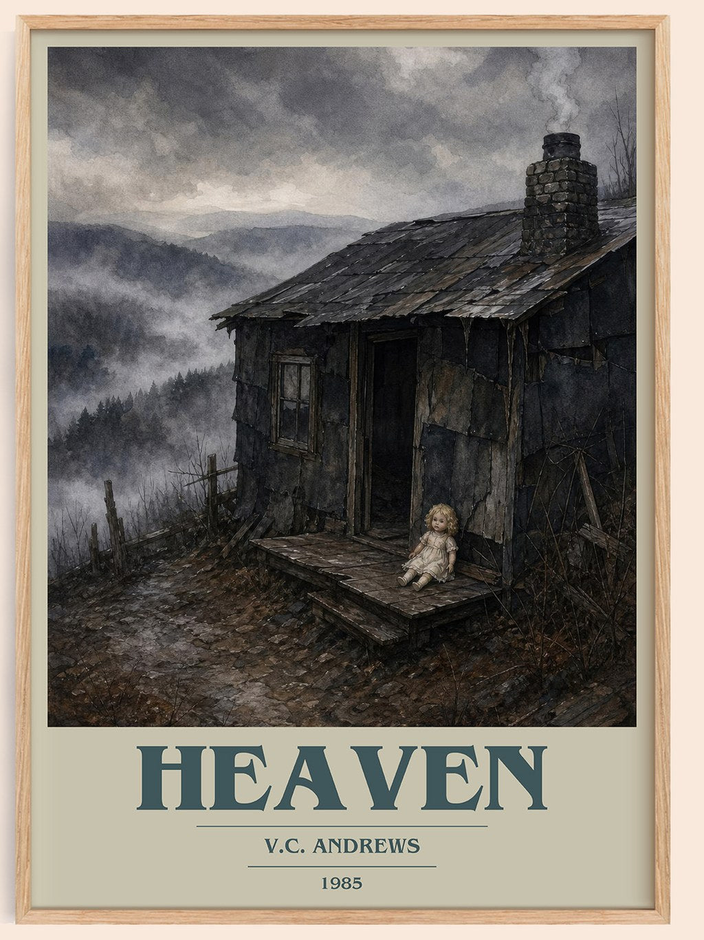 Heaven book cover book poster by V.C. Andrews – framed literary art print