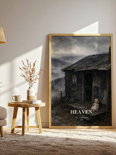 Heaven watercolour print in frame leaning in hallway – gothic wall art