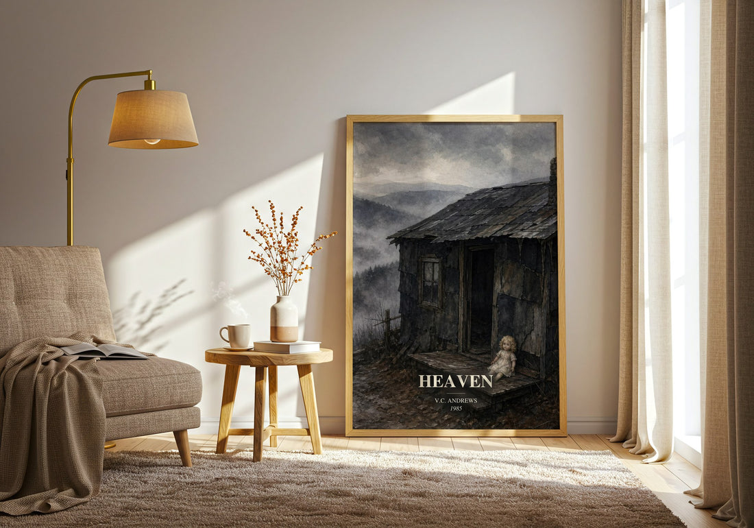 Heaven watercolour print in frame leaning in hallway – gothic wall art
