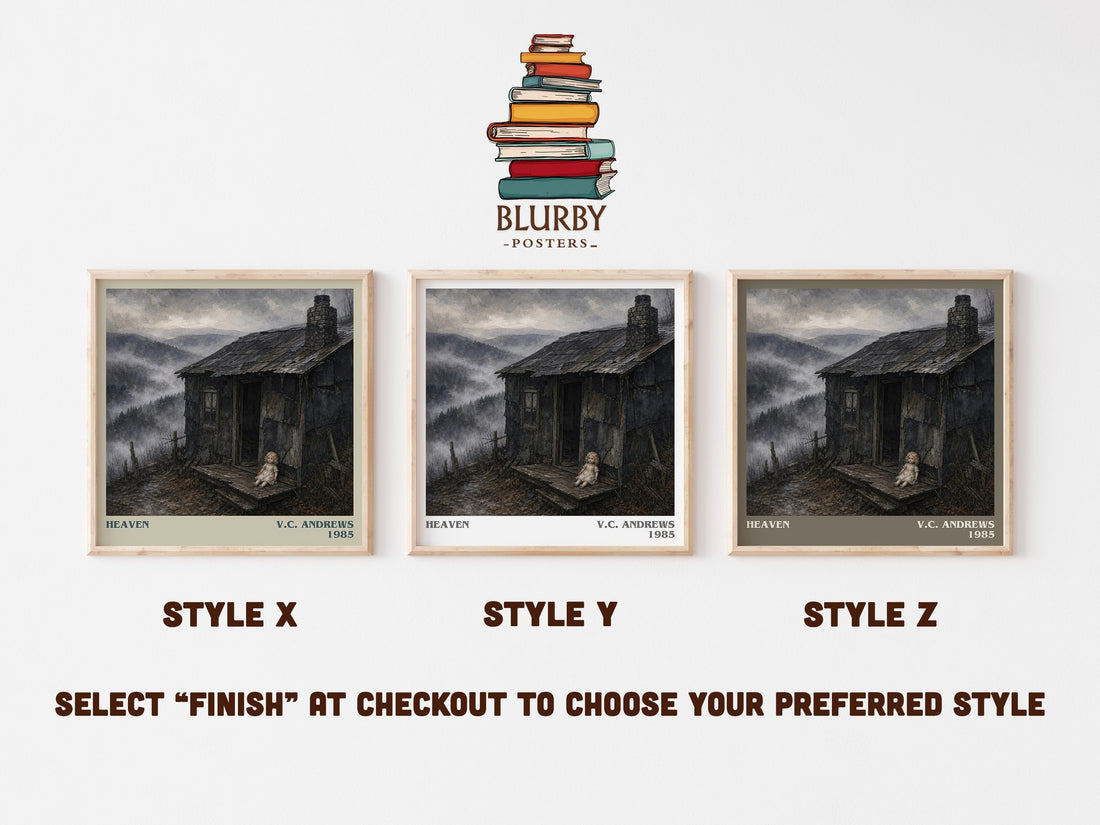 Heaven literary print in frame leaning in hallway – gothic wall art (mockup)