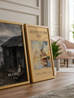 Heaven watercolour print framed by window – literary home decor