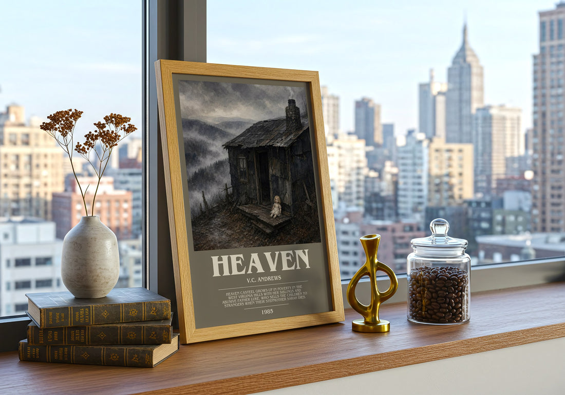 Heaven bookish print framed by window – literary home decor