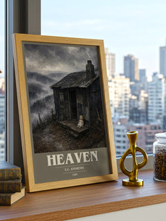 Heaven book cover print framed by window – literary home decor