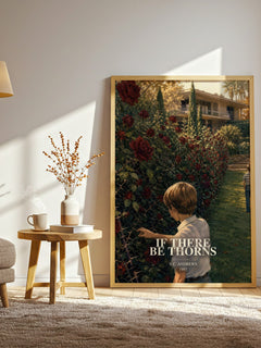 If There Be Thorns watercolour print in frame leaning in hallway – gothic wall art