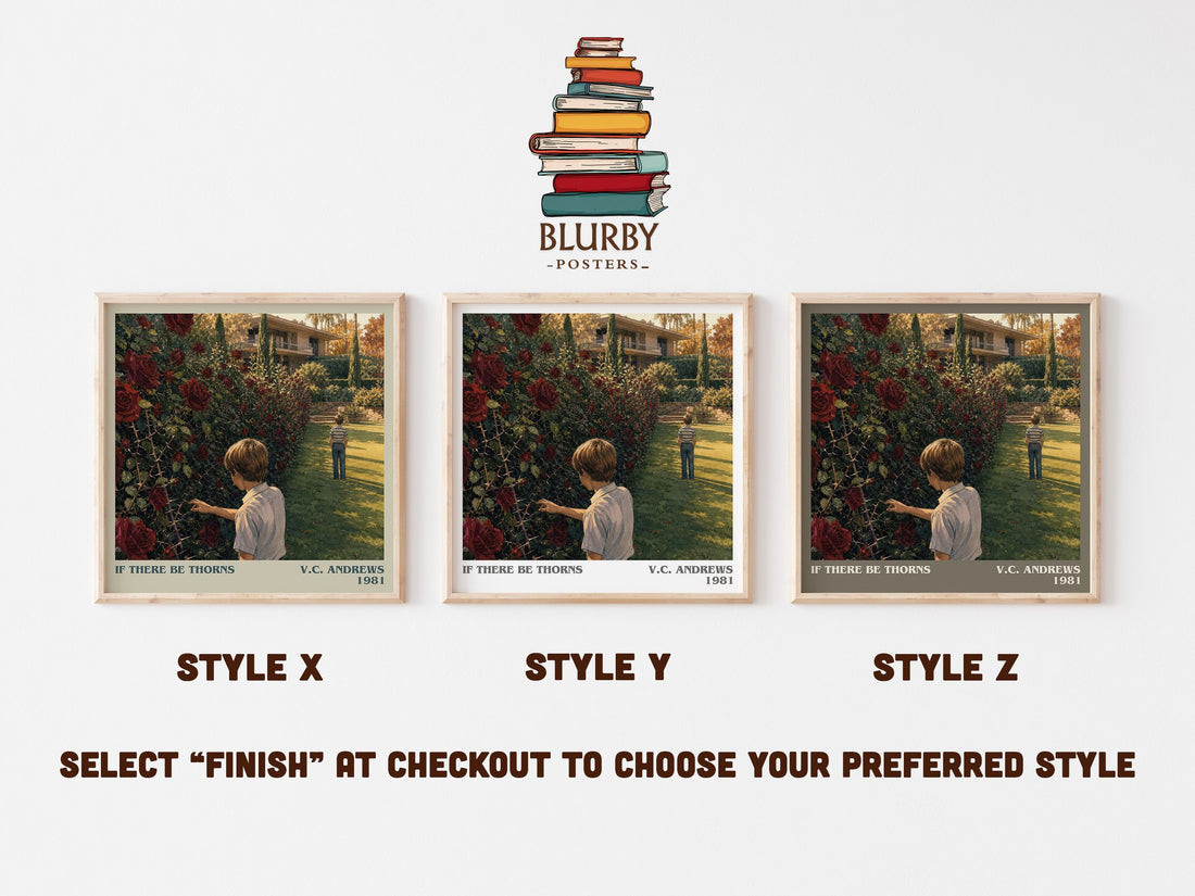 If There Be Thorns literary print in frame leaning in hallway – gothic wall art (mockup)