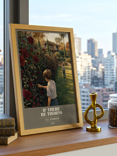 If There Be Thorns book cover print framed by window – literary home decor
