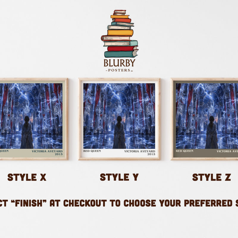Red Queen literary print in frame leaning in hallway – dystopian wall art