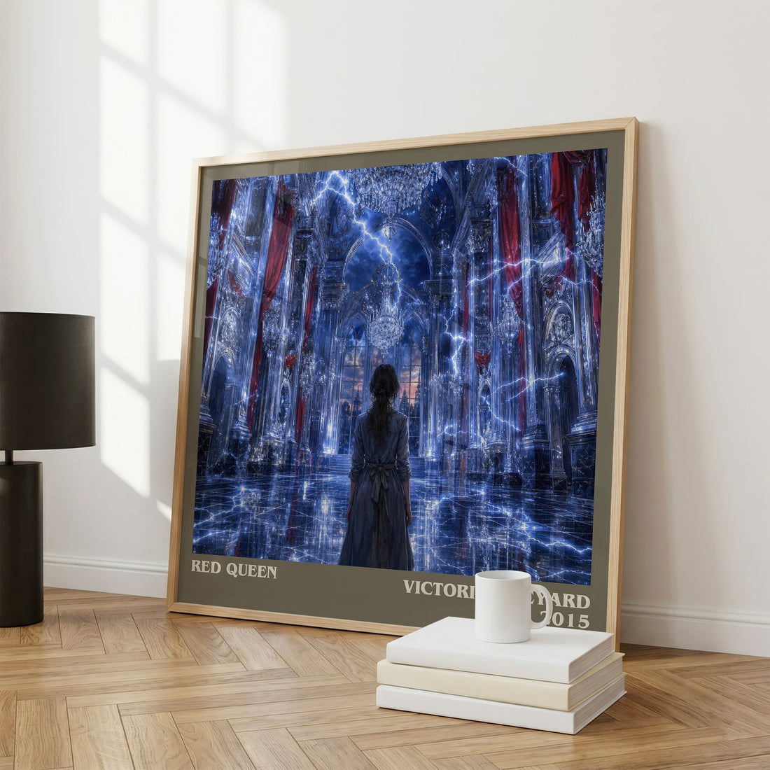 Red Queen literary print framed by window – literary home decor