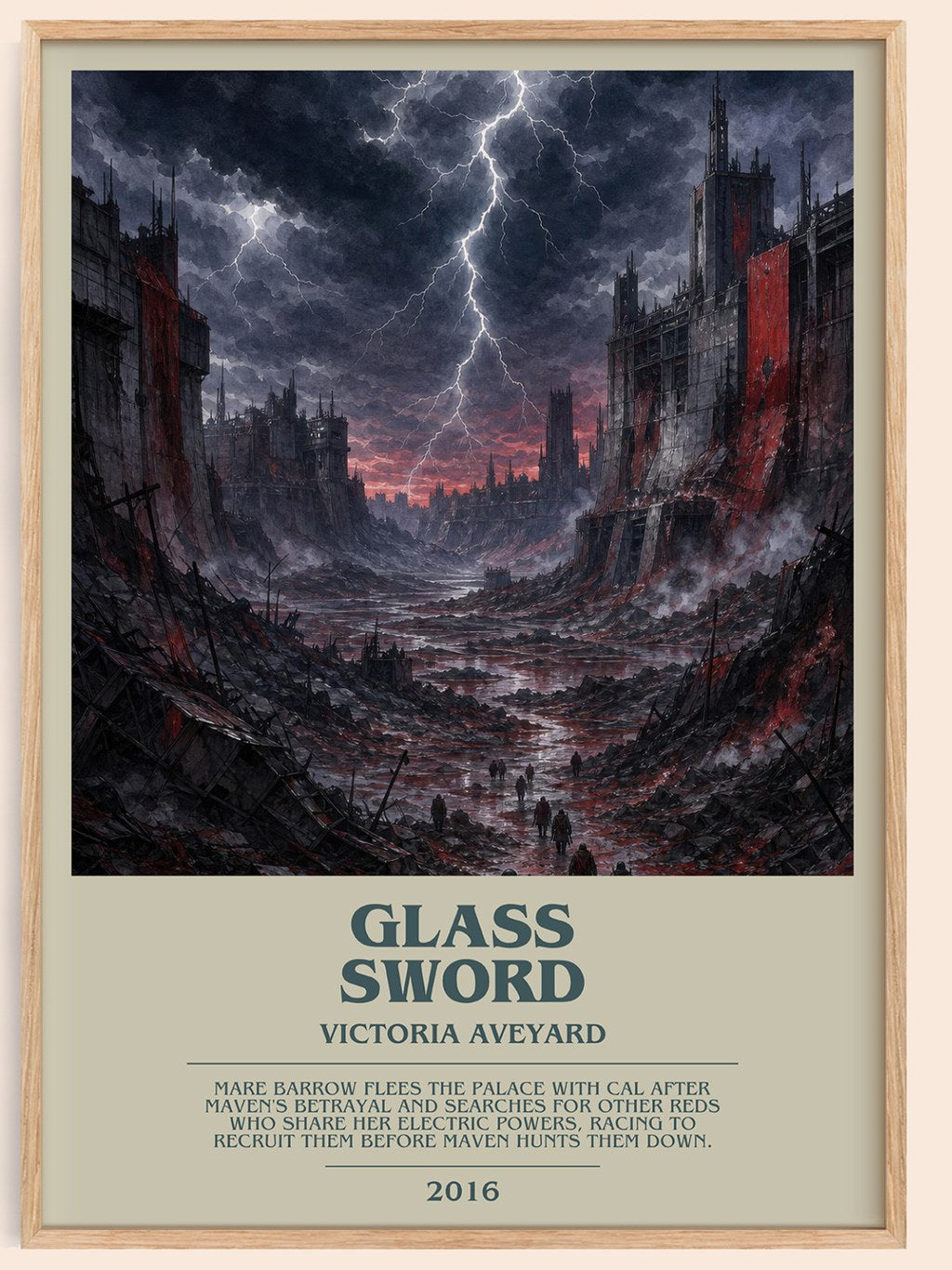 Glass Sword bookish book poster by Victoria Aveyard – framed literary art print