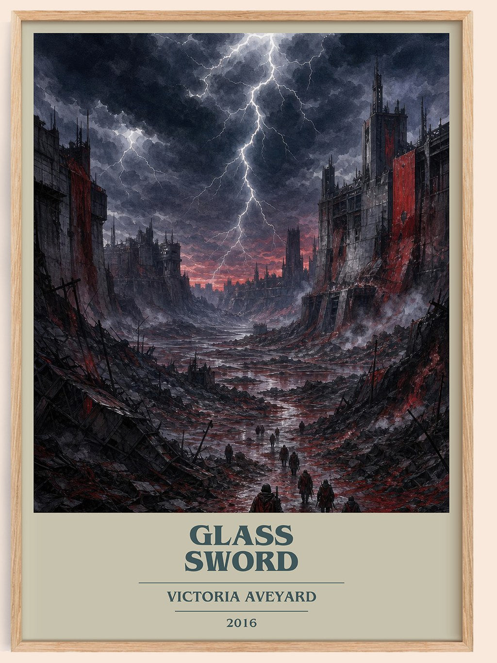 Glass Sword book cover book poster by Victoria Aveyard – framed literary art print