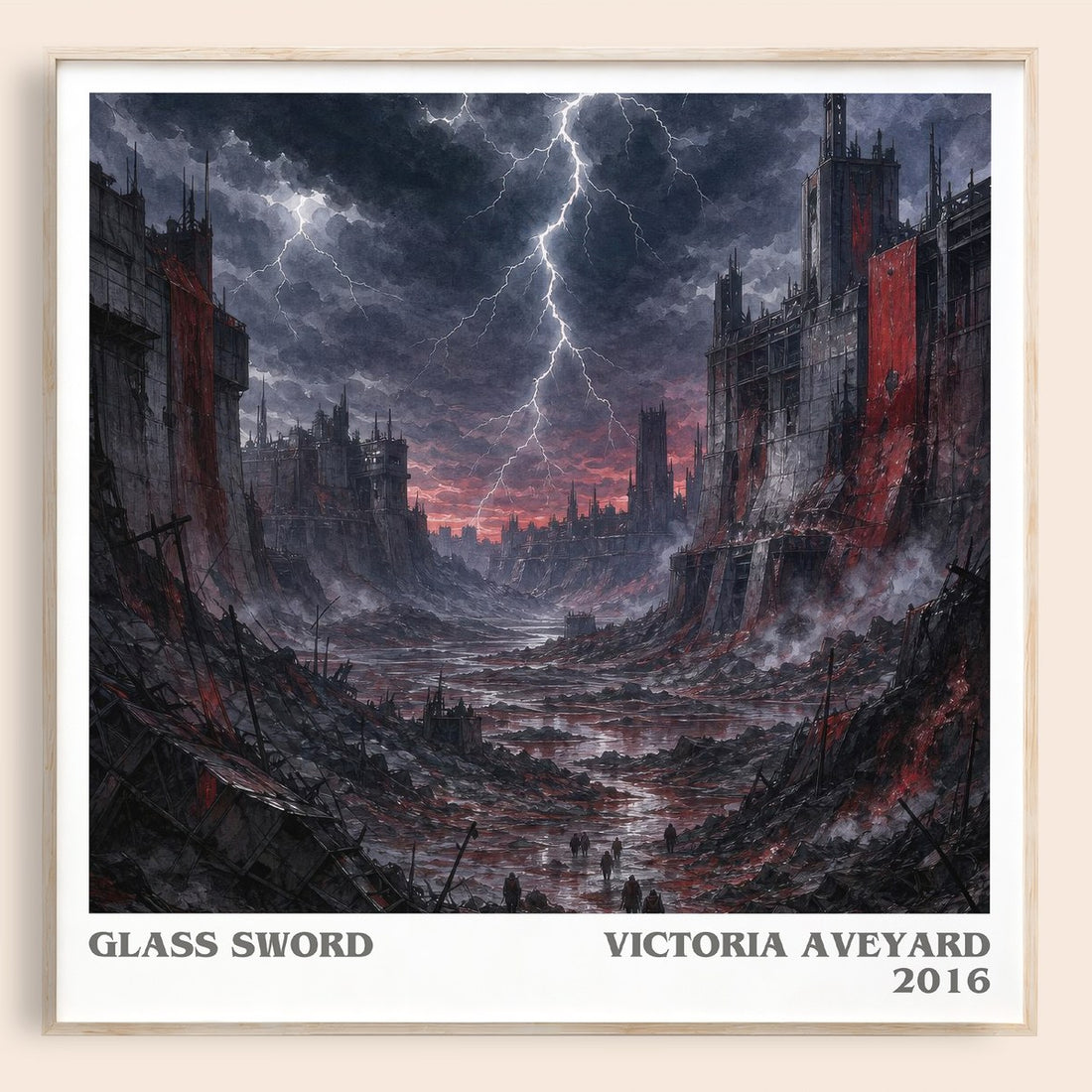 Glass Sword literary book poster by Victoria Aveyard – framed literary art print