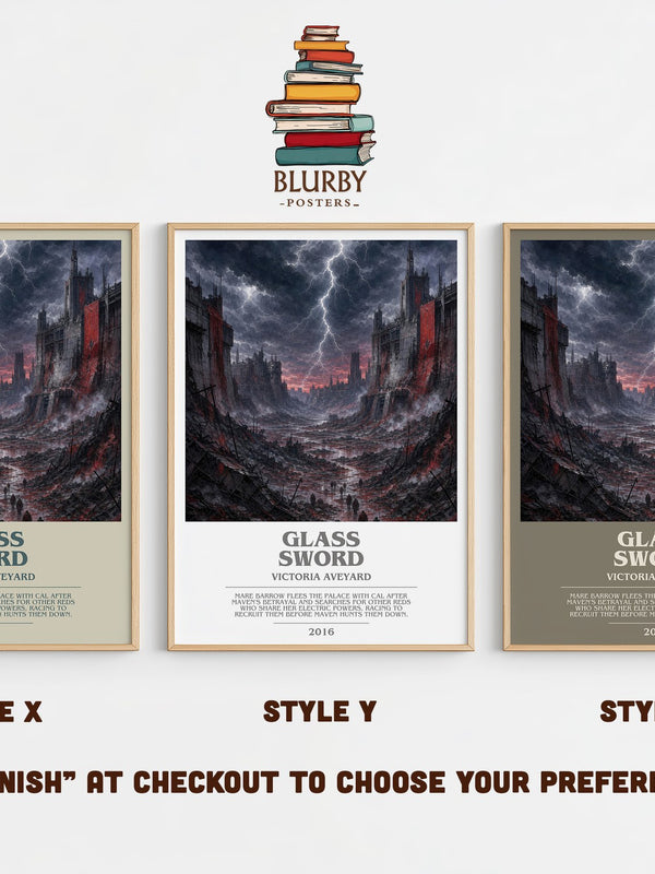Glass Sword bookish print in frame leaning in hallway – dystopian wall art