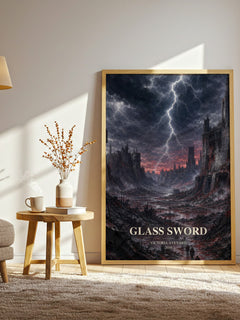 Glass Sword watercolour print in frame leaning in hallway – dystopian wall art