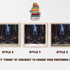 King's Cage literary print in frame leaning in hallway – young adult wall art