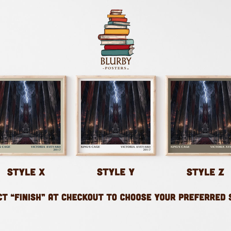 King's Cage literary print in frame leaning in hallway – young adult wall art