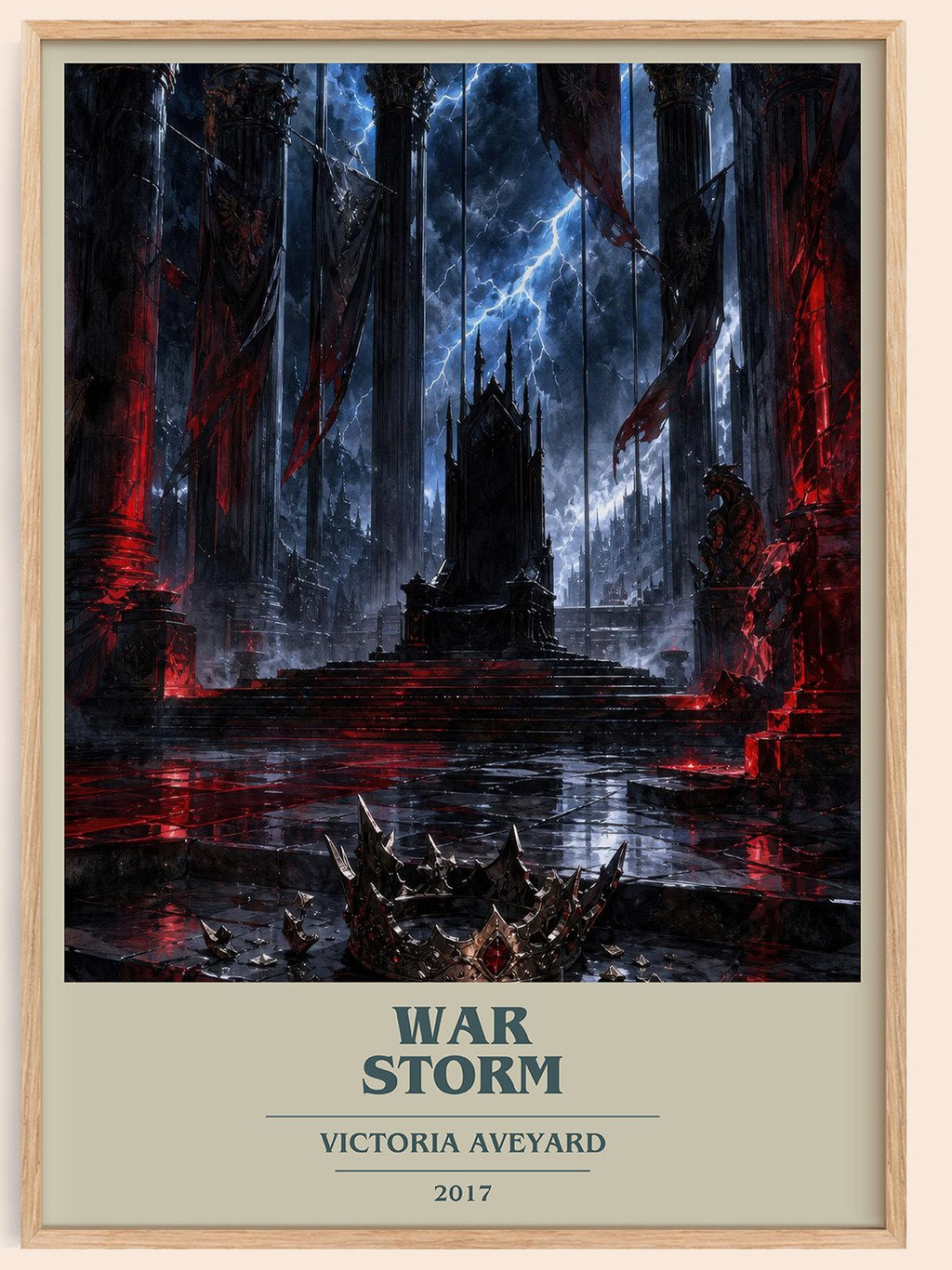 War Storm book cover book poster by Victoria Aveyard – framed literary art print