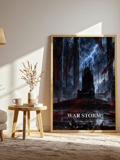 War Storm watercolour print in frame leaning in hallway – young adult wall art