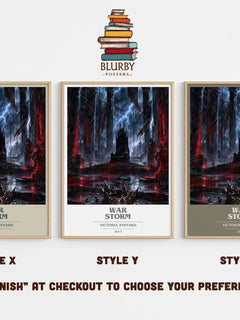 War Storm book cover print in frame leaning in hallway – young adult wall art