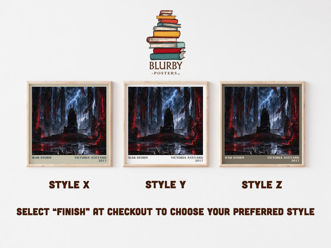 War Storm literary print in frame leaning in hallway – young adult wall art (mockup)