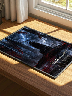 War Storm watercolour book poster framed on wall – young adult wall art