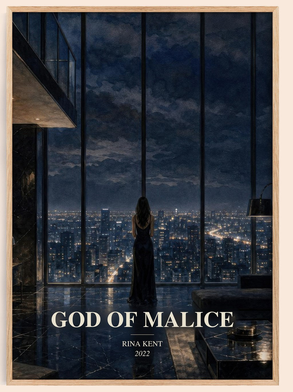God of Malice watercolour book poster by Rina Kent – framed literary art print