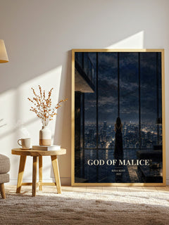 God of Malice watercolour print in frame leaning in hallway – romance wall art
