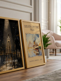 God of Fury watercolour print framed by window – literary home decor