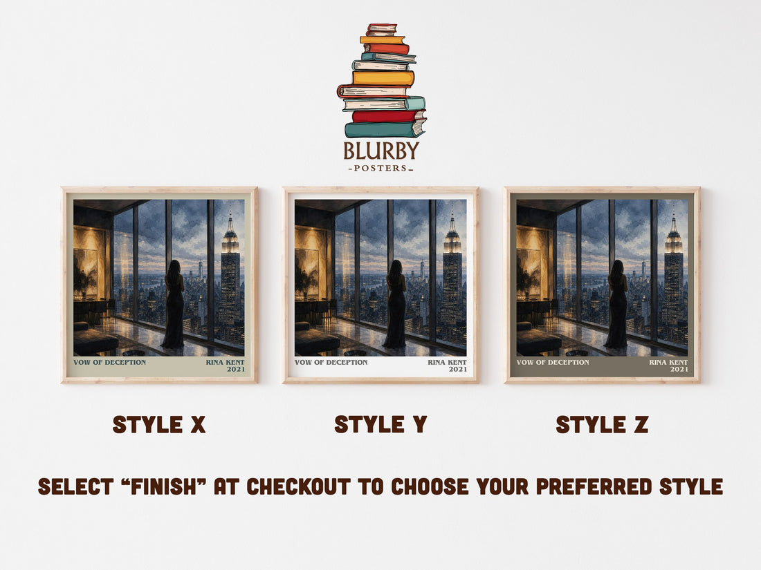 Vow of Deception literary print in frame leaning in hallway – romance wall art (mockup)