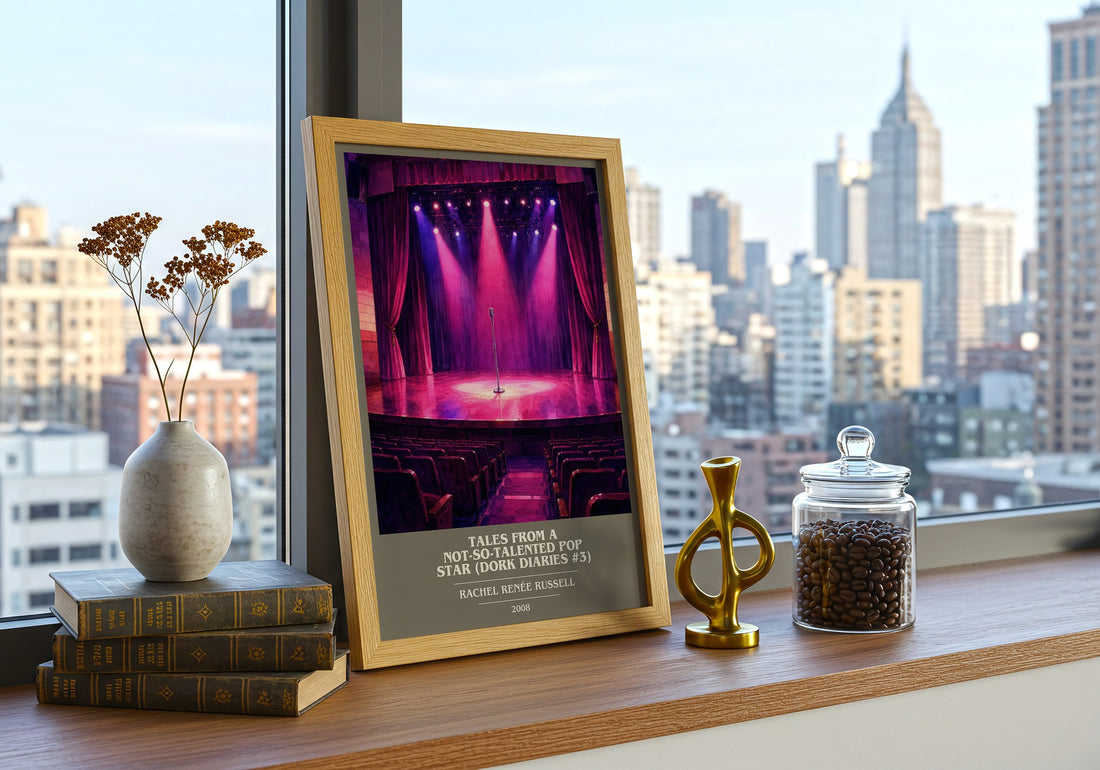 Tales from a Not-so-talented Pop Star (Dork Diaries #3) book cover print framed by window – literary home decor