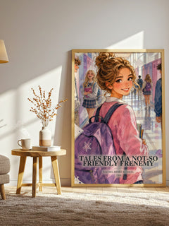 Tales from a Not-So Friendly Frenemy watercolour print in frame leaning in hallway – childrens wall art