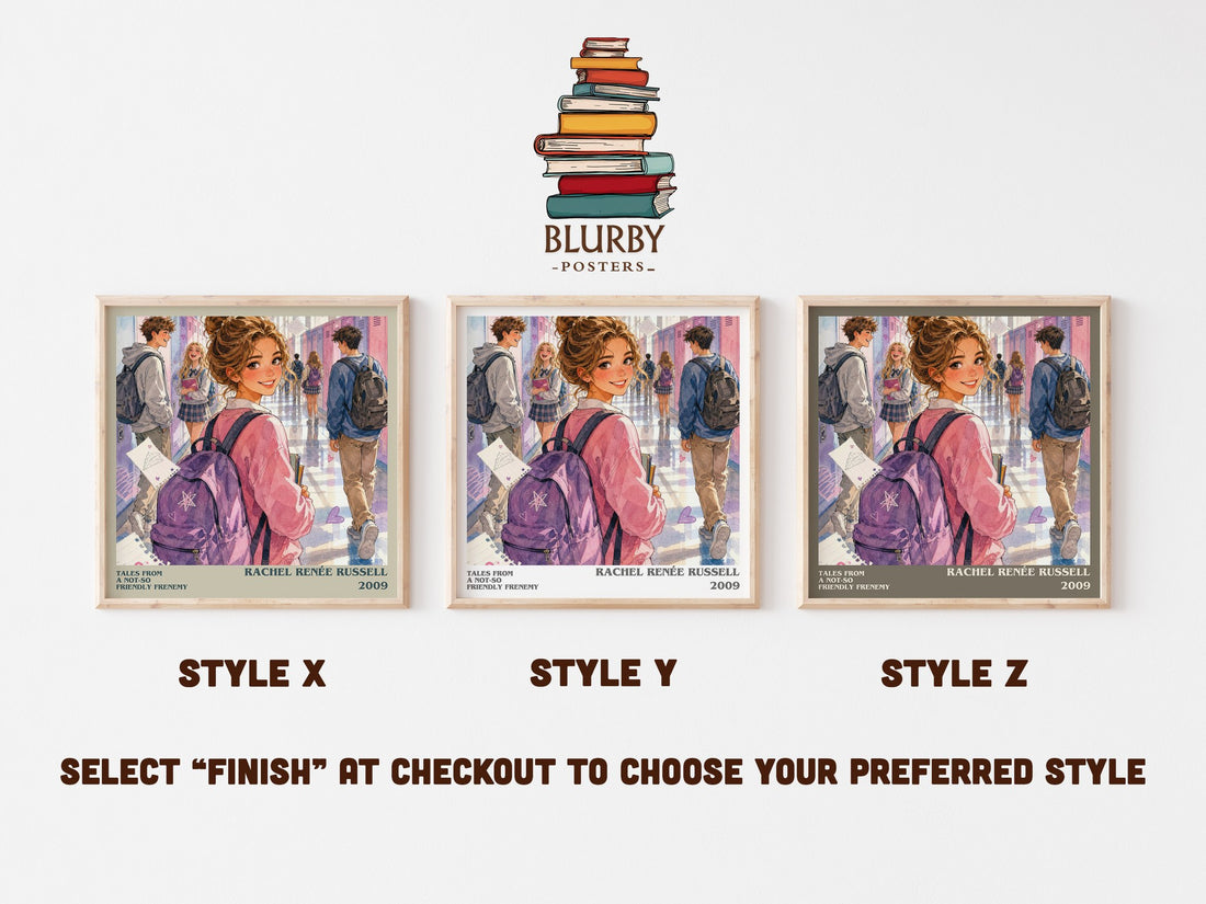 Tales from a Not-So Friendly Frenemy literary print in frame leaning in hallway – childrens wall art (mockup)