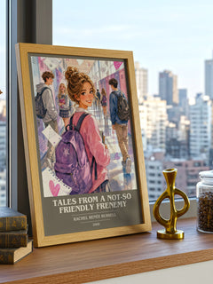 Tales from a Not-So Friendly Frenemy Book Cover Poster by R. Russell – framed print on a city-view windowsill