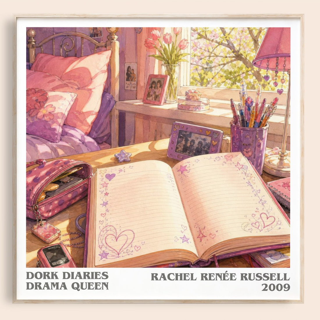 Dork Diaries Drama Queen literary book poster by Rachel Renée Russell – framed literary art print