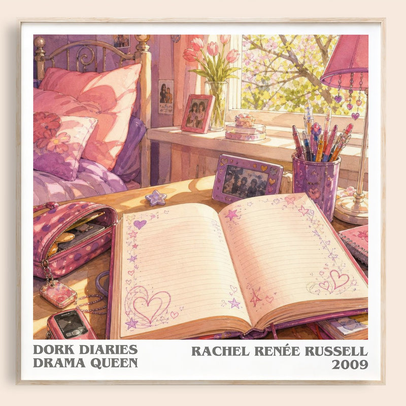 Dork Diaries Drama Queen literary book poster by Rachel Renée Russell – framed literary art print