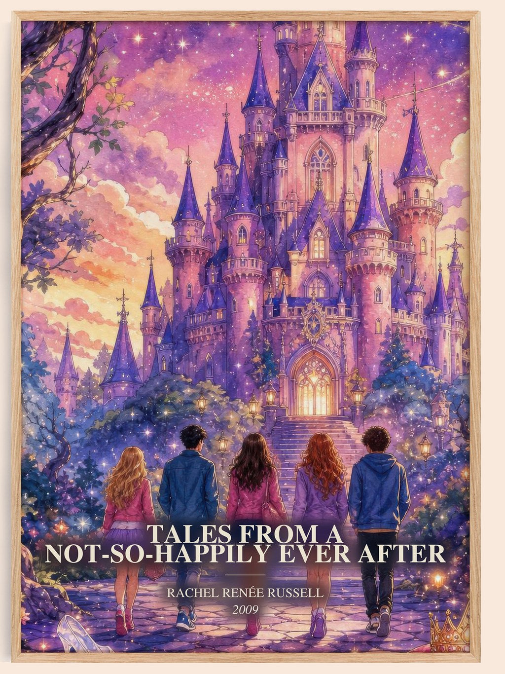 Tales from a Not-So-Happily Ever After watercolour book poster by Rachel Renée Russell – framed literary art print