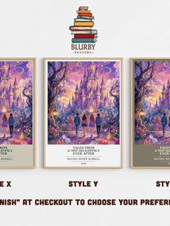Tales from a Not-So-Happily Ever After book cover print in frame leaning in hallway – childrens wall art