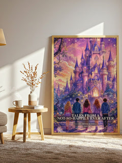 Tales from a Not-So-Happily Ever After watercolour print in frame leaning in hallway – childrens wall art
