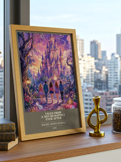 Tales from a Not-So-Happily Ever After book cover print framed by window – literary home decor