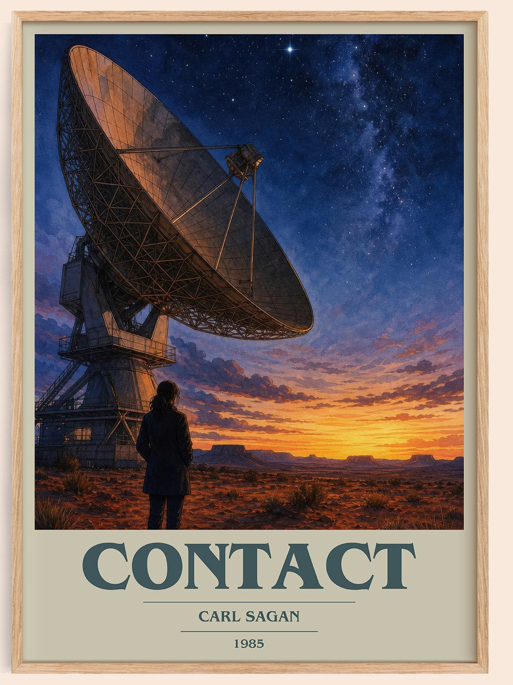 Contact book cover book poster by Carl Sagan – framed literary art print