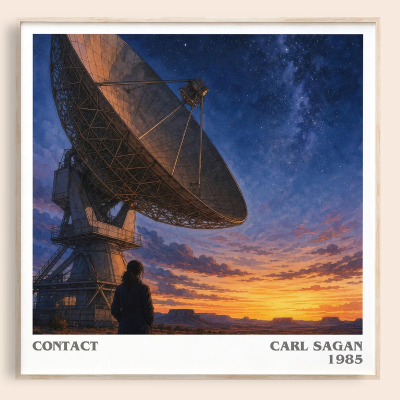 Contact literary book poster by Carl Sagan – framed literary art print