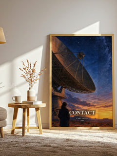 Contact watercolour print in frame leaning in hallway – sci fi wall art