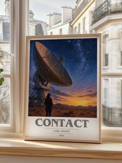 Contact book cover poster colour and style options – Carl Sagan book art