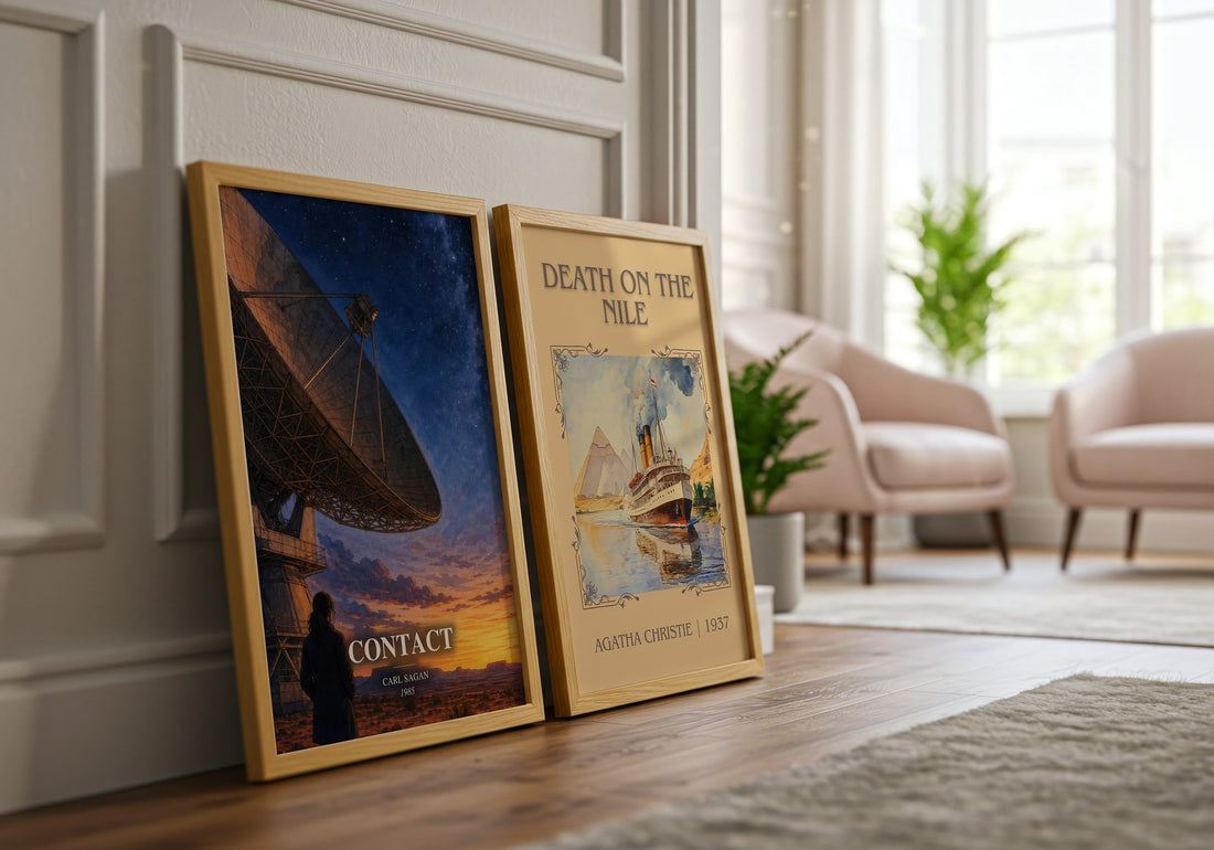 Contact watercolour print framed by window – literary home decor