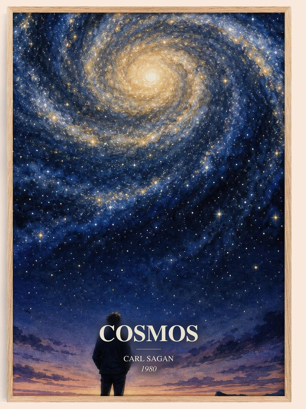 Cosmos watercolour book poster by Carl Sagan – framed literary art print