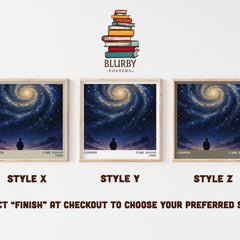 Cosmos literary print in frame leaning in hallway – non fiction wall art