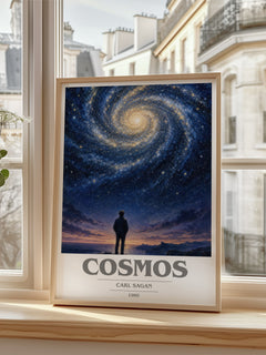 Cosmos book cover poster colour and style options – Carl Sagan book art