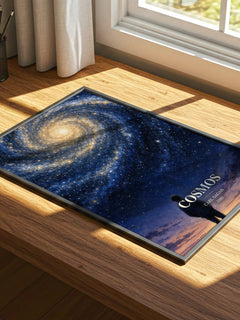 Cosmos watercolour book poster framed on wall – non fiction wall art