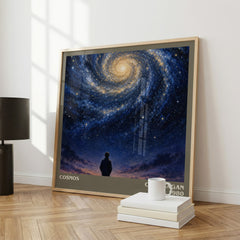 Cosmos literary print framed by window – literary home decor
